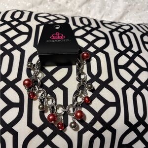 Paparazzi Scarlet and Silver Charm Bracelet
